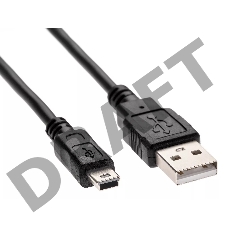 Кабель USB 2.0 A-->mini-B 5P (1.8 м) черный, Telecom<TC6911BK-1.8M>