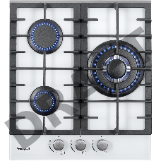 Встраиваемая газовая панель Weissgauff HGG 451 WFh, 45x51 см, газовая, закаленное стекло, электроподжиг, газ-контроль, чугунные решетки, WOK, белая