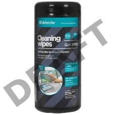 Чистящие салфетки Defender для экранов TV, ЖК-мониторов, дисплеев ноутбуков/ нетканый материал/ туба/ 100 шт/ Германия.