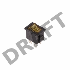 Выключатель клавишный 250V 6А (4с) ON-OFF желтый  с подсветкой  Mini  REXANT