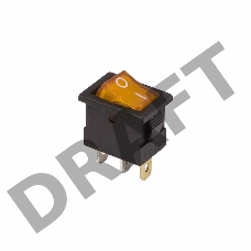 Выключатель клавишный 12V 15А (3с) ON-OFF желтый  с подсветкой  Mini  REXANT