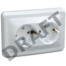 Розетка 2-м СП Вега РС12-3-ВБ с заземл. контактом без защ. штор 16А бел. ИЭК ERV21-K01-16-DM