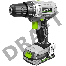 Дрель Cordless drill HIPER 18V, 38Nm, 2.0Ah, 0-400 / 0-1200 rpm, 1 battery, Li-ion, box