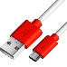 Кабель GCR 0.5m MicroUSB, белый, красные коннекторы, быстрая зарядка, 28/24 AWG, GCR-53214