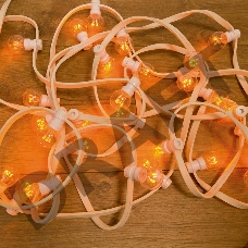 Гирлянда LED Galaxy Bulb String 10м, белый КАУЧУК, 30 ламп*6 LED ЖЕЛТЫЕ, влагостойкая IP65