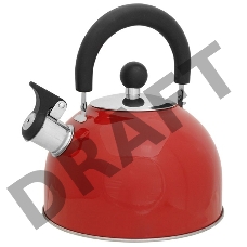 Чайник для плиты MALLONY MAL-039-R из нержавеющей стали со свисток,2,5л,красный  (в уп. 12 шт)