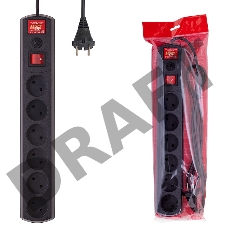 Сетевой фильтр Most LR 3м (6 розеток) черный (коробка)