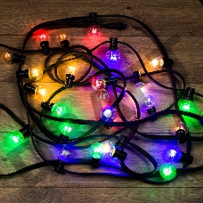 Гирлянда LED Galaxy Bulb String 10м, черный КАУЧУК, 30 ламп*6 LED МУЛЬТИ, влагостойкая IP65