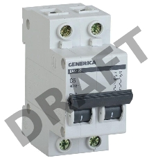 Выключатель автоматический IEK Generica MVA25-2-006-C 6A тип C 4.5kA 2П 400В 2мод серый (упак.:1шт)