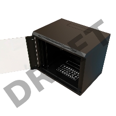 Шкаф коммутационный WRline (WR-TW-1245-GP-RAL9004) настенный 12U 600x450мм пер.дв.стекл 2 бок.пан. 60кг черный 370мм 650мм IP20 сталь