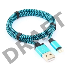 Кабель USB 2.0 Cablexpert CC-ApUSB2bl1m, AM/Lightning 8P, 1м, нейлоновая оплетка, алюминиевые разъемы, синий, пакет