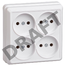 Розетка 4-м ОП Октава 10А IP20 без заземл. бел. ИЭК ERO40-K01-10-DC