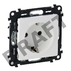 Силовая розетка 2К+З 16А 250В с лицевой панелью. Безвинтовые зажимы. Белая Valena LIFE. 