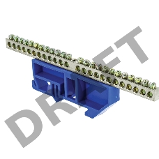 Шина нулевая N 6х9 24 отвер. никель син. изолятор на DIN-рейку PROxima EKF sn1-63-24-d