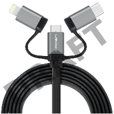 Кабель Crown USB - microUSB/USB Type-C/Lightning CMCU-3182 black
