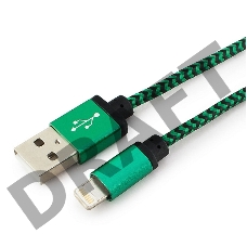 Кабель Gembird  USB 2.0 Cablexpert CC-ApUSB2gn1m, AM/Lightning 8P, 1м, нейлоновая оплетка, алюминиевые разъемы, зеленый, пакет
