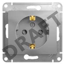 Механизм розетки 1-м СП Glossa 16А защ. шторки с заземл. алюм. SchE GSL000345