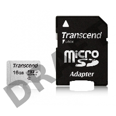 Флеш карта Micro SecureDigital 16Gb Transcend  TS16GUSD300S-A  {MicroSDHC Class 10 UHS-I, SD adapter}