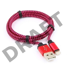 Кабель Gembird  USB 2.0 Cablexpert CC-ApUSB2pe1m, AM/Lightning 8P, 1м, нейлоновая оплетка, алюминиевые разъемы, фиолетовый, пакет