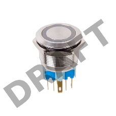 Кнопка  антивандальная Ø22 250В Б/Фикс (6с) (ON)-OFF/(OFF)-ON подсв/зеленая  REXANT