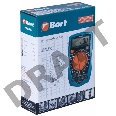 Мультиметр Bort BMM-800 [91271150] { Диапазон постоянного напряжения 0-1000 тип, диапазон  постоянного тока 0-10 тип, диапазон  переменного напряжения 0-750 тип, 0.15 кг, батарея 9V }