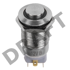 Кнопка  антивандальная Ø12 12В Б/Фикс (4с) (ON)-OFF красная  REXANT