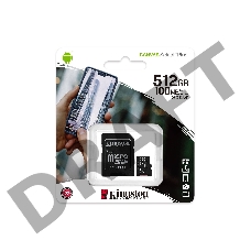 Флеш карта microSDHC 512GB microSDXC Class10 Kingston <SDCS2/512GB> UHS-I Canvas Select up to 100MB/s с адапт.