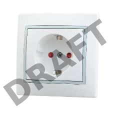 Розетка 1-м СП Мира защ. шторки керам. с заземл. бел./сер. Lezard 701-0215-124