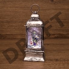 Декоративный фонарь с эффектом снегопада и подсветкой «Рождество», белый