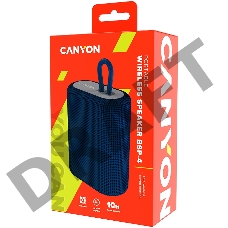 Портативная акустика Canyon Bluetooth Speaker, BT V5.0, BLUETRUM AB5365A, TF card support, Type-C USB port, 1200mAh polymer battery, Blue, cable length 0.42m, 114*93*51mm, 0.29kg