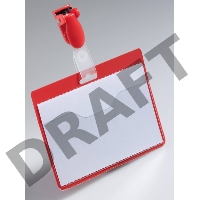 Бейдж Durable 8106-03 60х90мм горизонтальный зажим+клип красный (упак.:25шт)