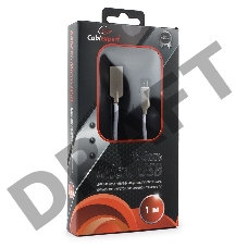 Кабель USB 2.0 Cablexpert CC-P-mUSB02W-1M, AM/microB, серия Platinum, длина 1м, белый, блистер