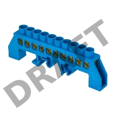 Шина нулевая N 8х12 10 отвер. латунь син. нейлоновый корпус комбинированный PROxima EKF sn0-125-10-dn