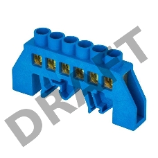 Шина нулевая N 6х9 6 отвер. латунь син. нейлоновый корпус комбинированный PROxima EKF sn0-63-06-dn