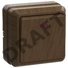 Выключатель 1-кл. ОП ОКТАВА 10А IP20 с инд. дуб ИЭК EVO11-K04-10-DC