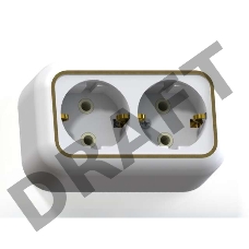 Розетка 2-м ОП Валентина РА16-826 с заземл. бел./зол. Кунцево 5419