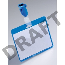 Бейдж Durable 8106-06 60х90мм горизонтальный зажим+клип синий (упак.:25шт)