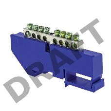Шина нулевая N 6х9 8 отвер. никель син. изолятор на DIN-рейку PROxima EKF sn1-63-08-d