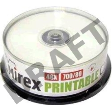 Диск CD-R Mirex 700 Mb, 48х, Cake Box (25), Ink Printable (25/300)