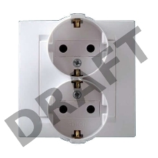 Розетка 2-м СП Simon15 с заземл. бел. Simon 1590459-030