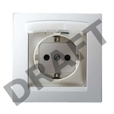 Розетка 1-м СП Simon15 с защ. крышкой защ. шторки с заземл. IP44 бел. Simon 1590450-030