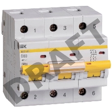 Выключатель автоматический модульный 3п D 80А 10кА ВА47-100 ИЭК MVA40-3-080-D