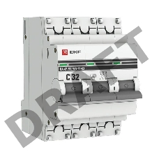 Выключатель автоматический модульный 3п C 32А 4.5кА ВА 47-63 PROxima EKF mcb4763-3-32C-pro