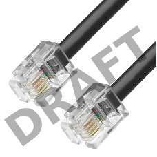 Телефонный шнур GCR  удлинитель для аппарата 3.0m GCR-TP6P4C2-3.0m, 6P4C (джек 6p4c - jack 6p4c) черный