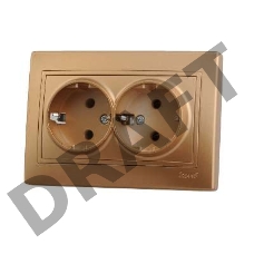 Розетка 2-м СП Мира керам. с заземл. метал. зол. Lezard 701-1313-127