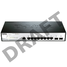 Сетевой коммутатор D-Link DGS-1210-10/ME, с 8 портами 10/100/1000Base-T и 2 портами 1000Base-X SFP
