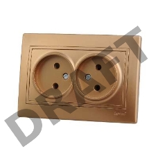 Розетка 2-м СП Мира 16А IP20 без заземл. керам. метал. зол. LEZARD 701-1313-128