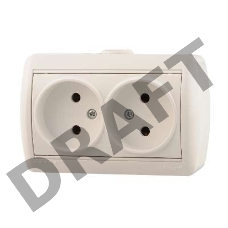 Розетка 2-м ОП Ната 16А IP20 без заземл. керам. бел. LEZARD 710-0200-128