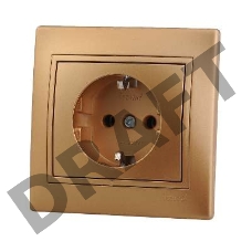 Розетка 1-м СП Мира керам. с заземл. метал. зол. Lezard 701-1313-122