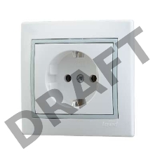 Розетка 1-м СП Мира керам. с заземл. бел./сер. Lezard 701-0215-122